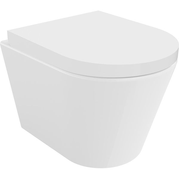 Mexen Rico Wc Sospeso Senza Bordi Rimless Tornado Con Sedile A Chiusura Rallentata, Duroplast, Bianco Lucido - 30720200T-image