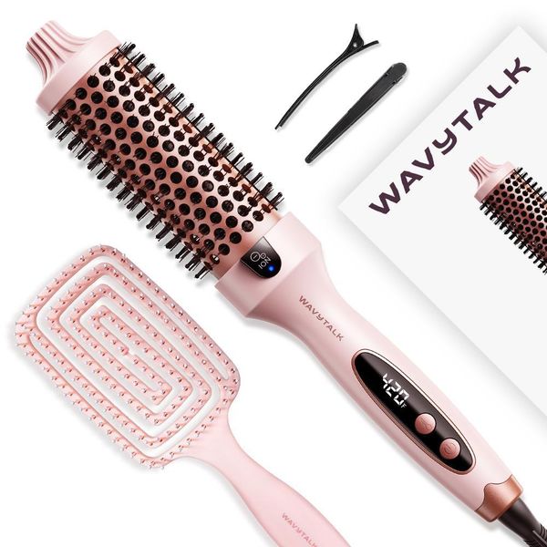 Wavytalk Blowout Boost Per Ricci Perfetti - Spazzola Ionica Per Ricci - Spazzola Termica - Per Ricci Naturali, Spazzola Rotonda Calda Per Capelli Più Lisci-image