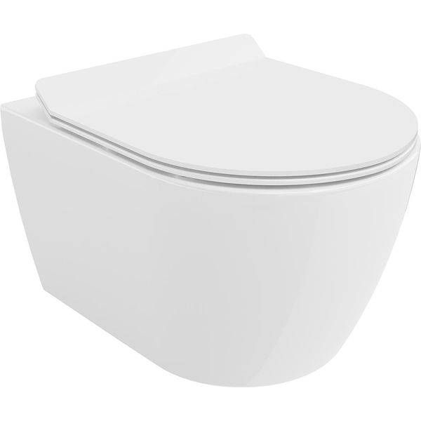 Mexen Carmen Vaso Wc Rimless Tornado Con Sedile A Chiusura Rallentata Slim, Duroplast, Bianco Lucido - 30880100T-image