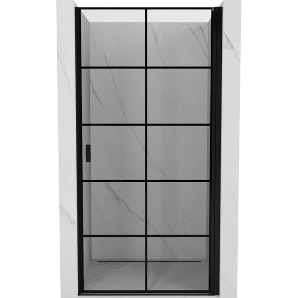 Mexen Mist-B Porta Doccia A Battente Destra 70 Cm, Griglia Nera, Nero - 8A2-070-000-70-77-P-image