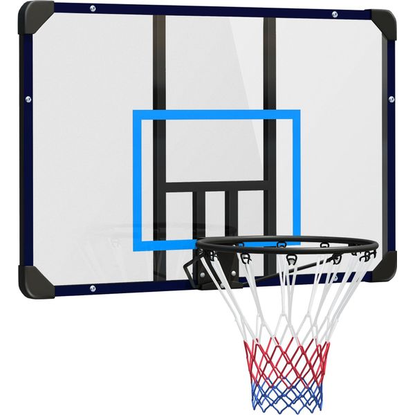 Fortuna Lai Canestro Da Basket Montaggio A Parete Tabellone Da Basket Con Canestro E Rete Per Esterni, Acciaio, 113 X 61 X 73 Cm, Ideale Per Giardini E Parchi Giochi-image