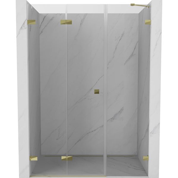 Mexen Lunar-F Porta Doccia Pieghevole Sinistra 135 Cm, Trasparente, Oro - 836S-135-050-50-00-L-image