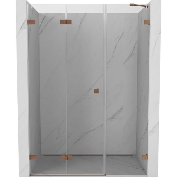 Mexen Lunar-F Porta Doccia Pieghevole Sinistra 150 Cm, Trasparente, Rame Spazzolato - 836S-150-050-65-00-L-image