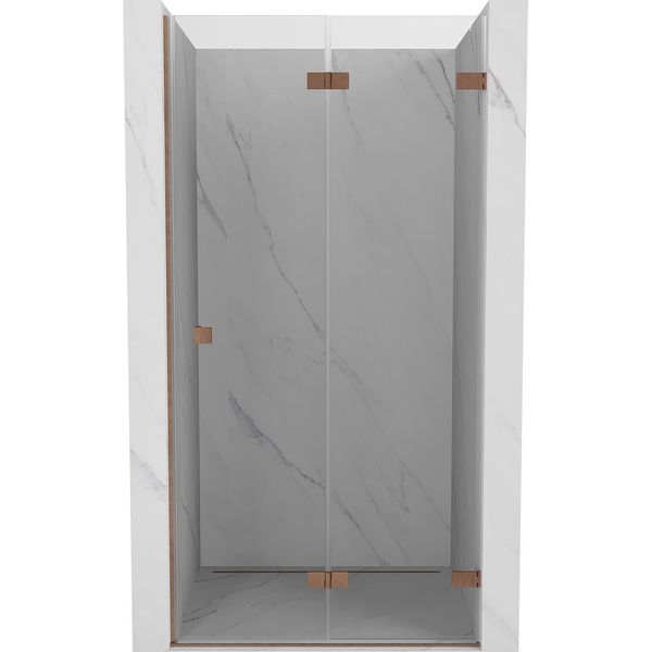 Mexen Lunar-F Porta Doccia Pieghevole Destra 55 Cm, Trasparente, Rame Spazzolato - 836-055-000-65-00-P-image