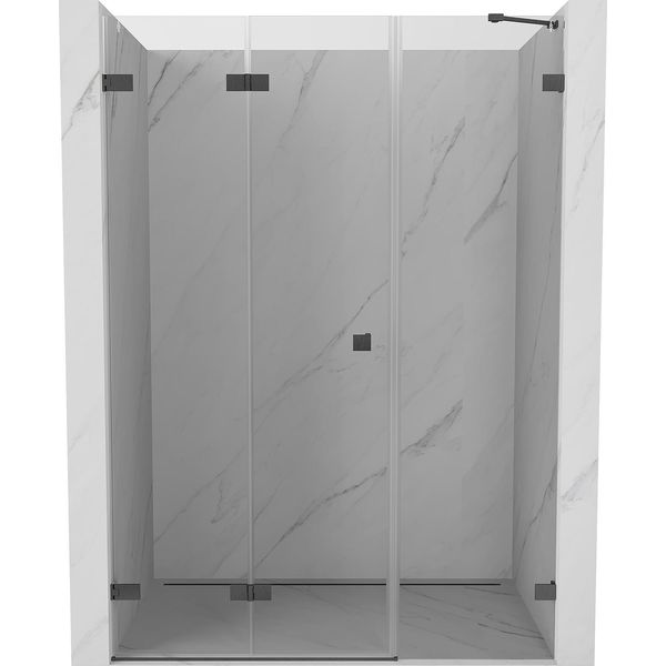 Mexen Lunar-F Porta Doccia Pieghevole Sinistra 145 Cm, Trasparente, Grigio Canna Di Fucile Spazzolato - 836S-145-050-66-00-L-image