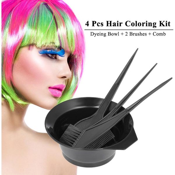 Set Di 4 Strumenti Per La Colorazione Dei Capelli, Spazzola Per Ciotola Colorata, Pettine A Doppia Faccia, Strumenti Per Parrucchieri-image