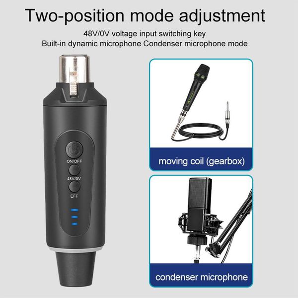 Microfono Trasmettitore E Ricevitore Xlr Wireless 48 V Sistema Microfonico Uhf Per Mixer Audio Chitarra Elettrica Basso Trasmettitore-Ricevitore Dinamico Ricaricabile-image