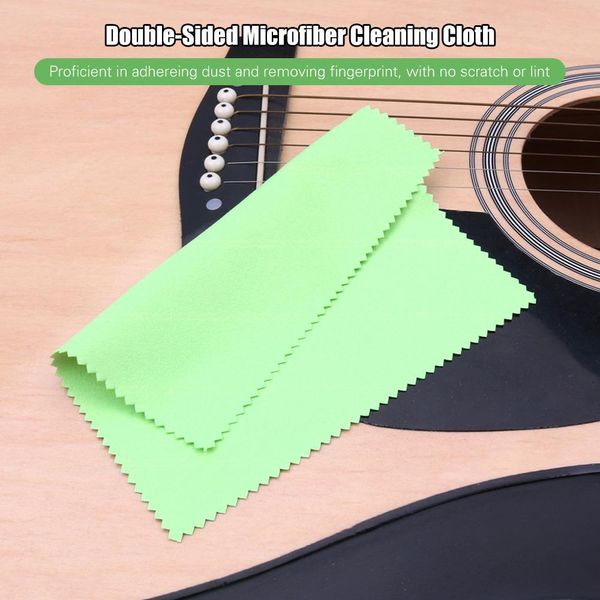 Panno Per La Pulizia E La Lucidatura Degli Strumenti Musicali, Dimensioni 15 Cm X 15 Cm, Bifacciale, Morbida Microfibra, Accessori Per Chitarra, Basso, Violino, Pianoforte, Verde-image