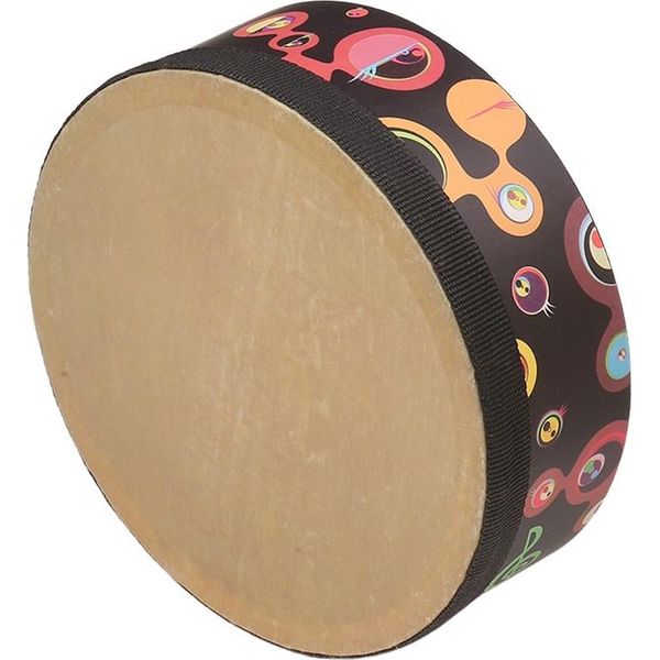 Tamburo A Mano Strumento A Percussione Per Musica Orff Portatile Con Bacchetta 6In-image