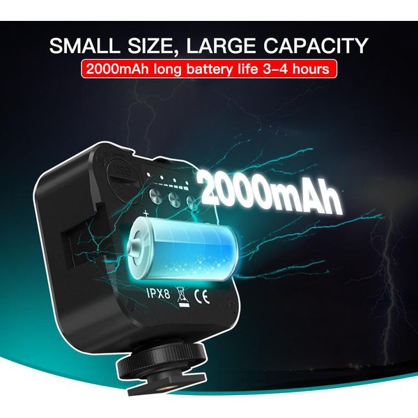 Luce Video Rgb Led Impermeabile Da 30 M/98 Piedi, Mini Telecamera Portatile, Temperatura Di Colore 5500 K, Luminosità Dimmerabile Con Slitta Fredda, Vite Da 1/4 Di Pollice Per Registrazione Live Stream Su Treppiede, Fotografia Subacquea-image