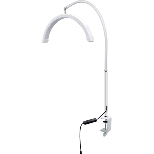 Lampada Di Bellezza A Mezzaluna A Led Da 16 Pollici Con Morsetto Da Tavolo, Luce Di Riempimento Per Unghie/Ciglia Da 20 W, Tubo Ruotabile A 360°, Spina Ue, Bianco-image