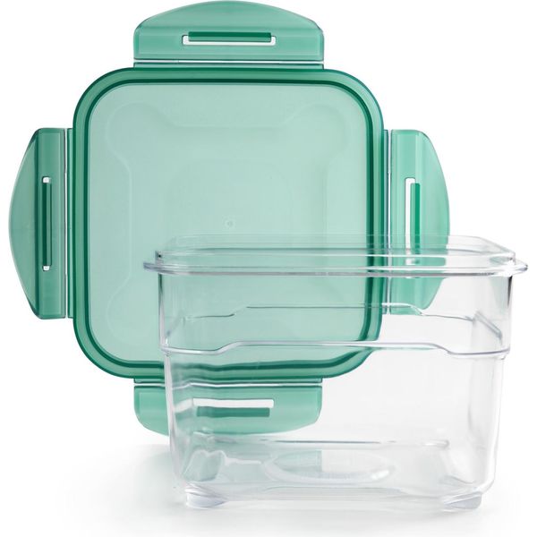 Contenitore Ermetico Per Alimenti Ibili, Plastica, Quadrato, Trasparente/Verde-image
