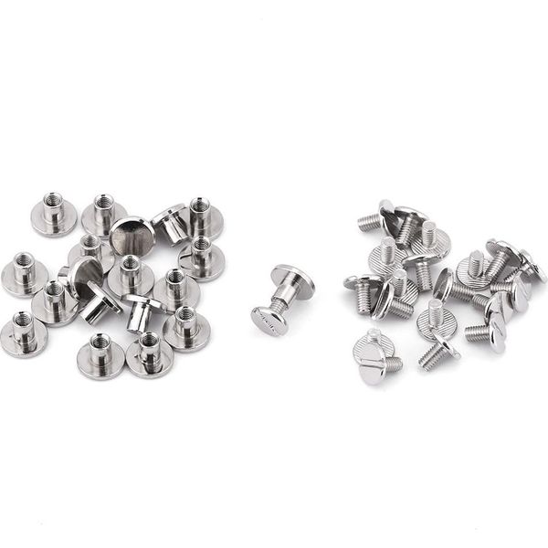 20Pcs/Set Ottone Filettato Testa Piatta Chiodi Rivetti Viti Pelle Artigianato Riparazione Forniture (6,5 Mm)-image