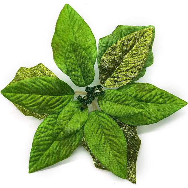 Stelle Di Natale, Fiori Di Stoffa, 22 Cm, Verde, Per Addobbi Dell'albero Di Natale, Decorazioni Festive-image