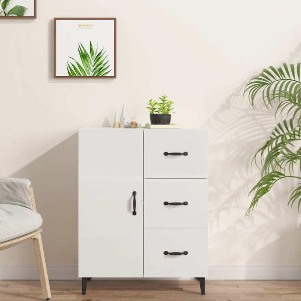 Maison Exclusive - Credenza Bianco Lucido 69,5X34X90 Cm Materiale Ligneo-image