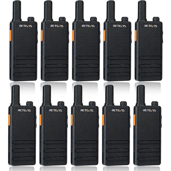 Radio Retevis RT622P, Radio Professionale Con Capacità Di Ricarica USB-C Da 1620 Mah, PMR446 Vox, Allarme Di Emergenza, Radio Portatile Per Adulti, Hotel, Sicurezza (10 Pezzi, Nero)-image