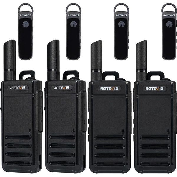 Retevis RB639P Walkie-Talkie Bluetooth Per Adulti, Mini Radio Con Auricolari, Vox, USB-C, PMR446 Radio Professionale A 2 Vie Per Ristoranti (Nero, 4 Pezzi)-image