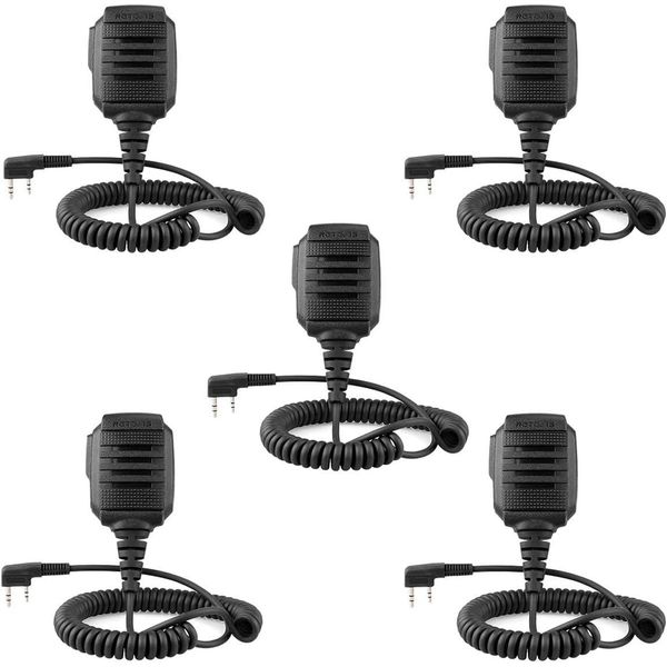 Retevis RS114 Radio Altoparlante Microfono Palmare IP54 Impermeabile 2 Pin Compatibile Con Walkie Talkie Retevis RT24 RT27 RT21 RT22 RT15 RT617 Baofeng BF-88E BF-888S Tyhbelle Kenwood (5 Pezzi)-image