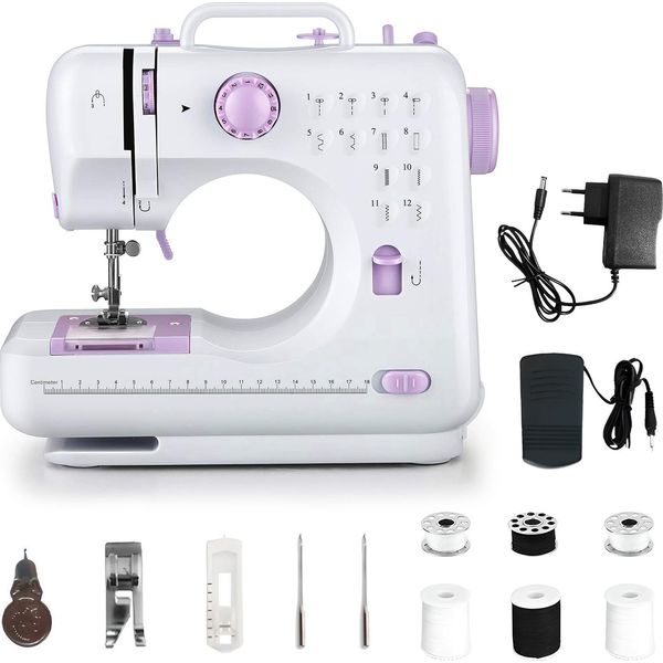 Macchina Da Cucire Portatile, 12 Punti 2 Velocità Macchina Da Cucire Pesante, Mano Elettrica Quilting Ricamo Overlock Veloce Macchina Da Cucire Casa-image