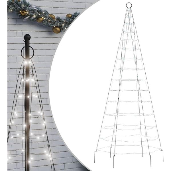 Vidaxl Albero Di Natale A Led Per Pennone 200 Led Bianco Freddo 180 Cm-image