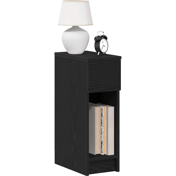 Maison Exclusive - Comodino Con Cassetto Effetto Rovere Nero 20X36X60 Cm-image