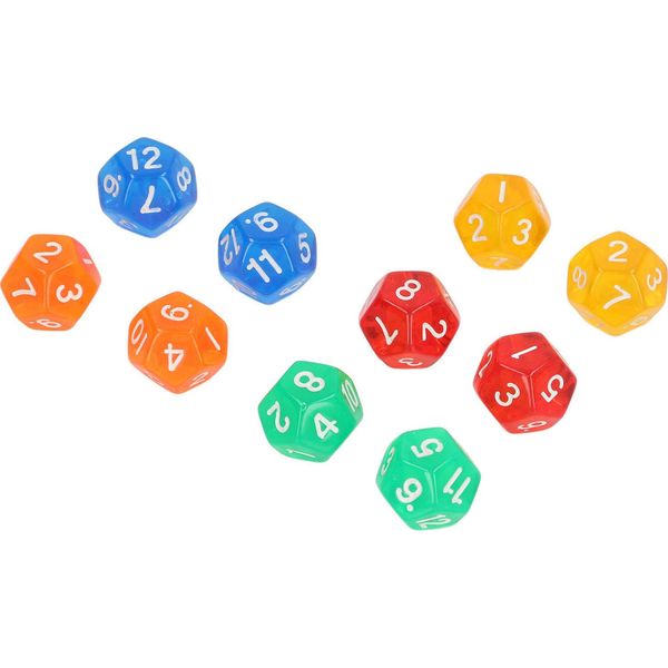 40Pcs 12 Sided Transparent Dice Waterproof 5 Colors Translucent Dice Per Giochi Da Tavolo E Insegnamento Della Matematica-image