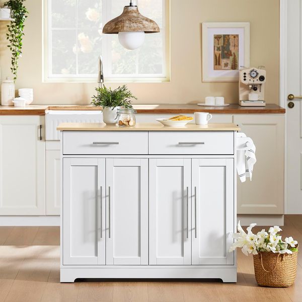 Sobuy Isola Da Cucina Su Rotelle Carrello Portavivande Con Piano Di Lavoro Allungabile Carrello Con Cassetti Carrello Bar Per Cucina Sala Da Pranzo Bar Per La Colazione FKW129-WN-image