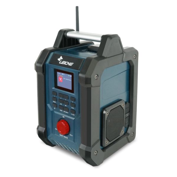 Radio Da Cantiere Leicke - Radio Digitale E Robusta Con Dab+, Fm, Bluetooth, Aux, Batteria Da 4000Mah, 2 Altoparlanti Da 15W E Display Lcd Da 2,4 Pollici-image