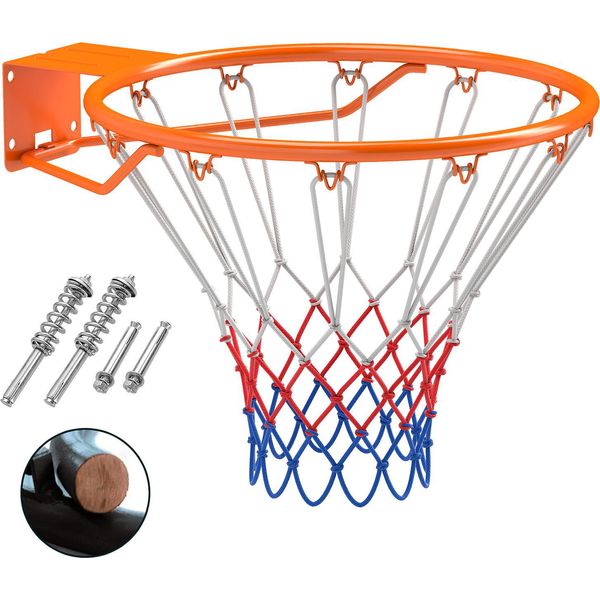 Costway Canestro Da Interno Ø45Cm, Mini Canestro Da Basket Resistente Alle Intemperie Per Montaggio A Parete, Canestro Da Basket Con Anello E Rete, Canestro Da Esterno-image