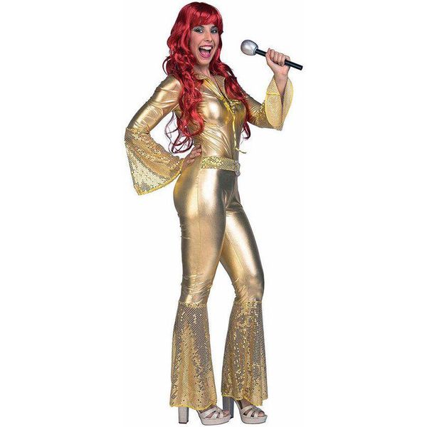 Costume Da Discoteca Da Donna Anni '70 Costume Di Carnevale Oro-image