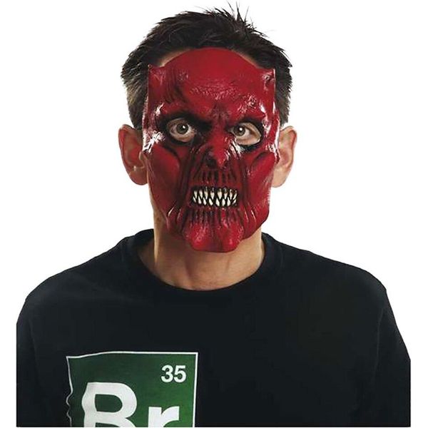 Mamma Maschera Centrale In Lattice Diavolo Rosso Rosso Taglia Unica-image