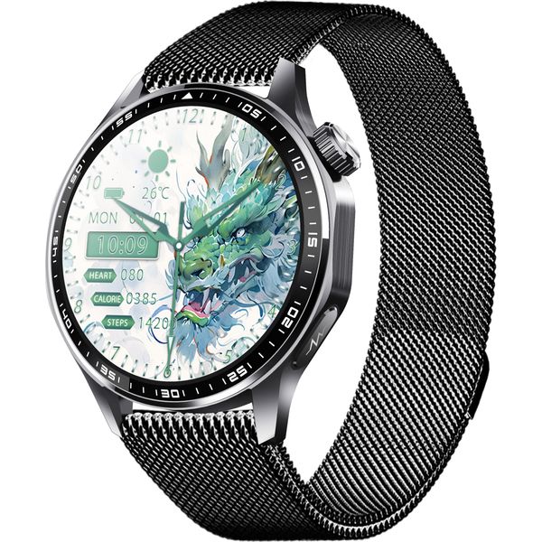 Inf Smartwatch Con Ecg, Cardiofrequenzimetro, Misuratore Di Pressione Sanguigna E Contapassi Cinturino Milanese Nero-image