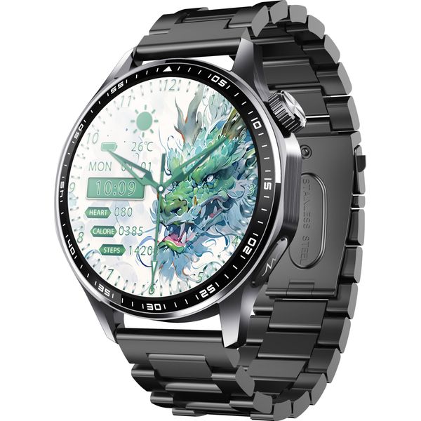 Inf Smartwatch Con Ecg, Cardiofrequenzimetro, Misuratore Di Pressione Sanguigna E Contapassi Cinturino Nero A Tre Perle-image