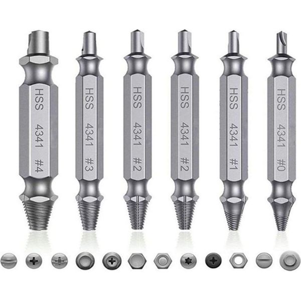 6Pcs Set Di Estrattori Di Viti Rotte, Strumento Di Rimozione Delle Viti Danneggiate E Spogliate-image