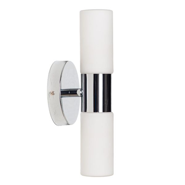 Applique Da Bagno 33 Cm, Metallo E Vetro, Cromo E Opale, 2Xe14, Grado Di Protezione IP44-image