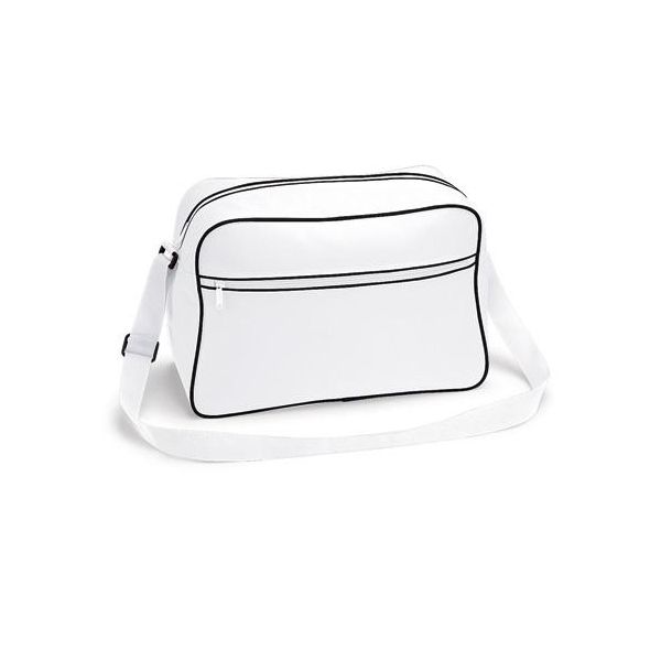 Bagbase BG14 | Borsa A Tracolla Retrò | 40 X 28 X 18 Cm - Colore: Bianco/Nero - Dimensioni: 40 X 28 X 18 Cm-image