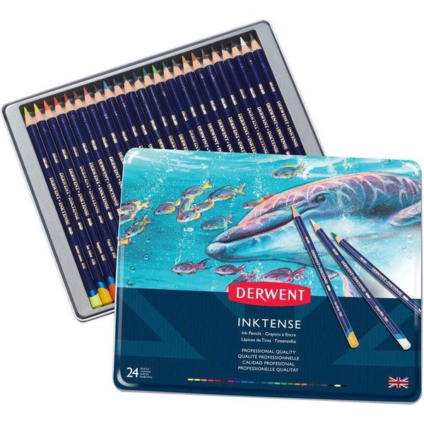 Matite Acquerellabili Derwent Inktense, Set Da 24 Pezzi, Matite Colorate Solubili In Acqua, Ideali Per Dipingere Immagini Ad Acquerello-image