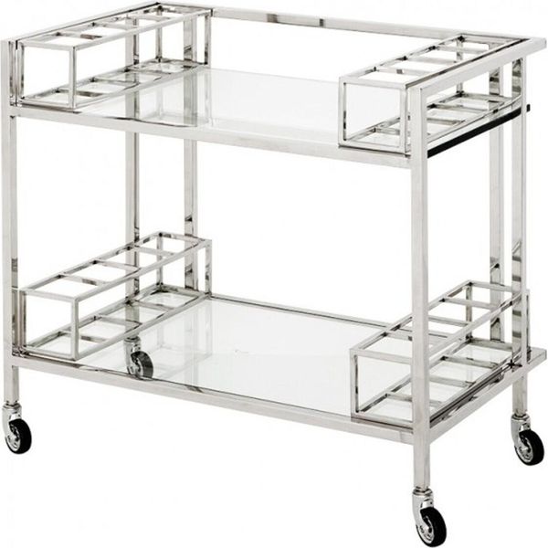 Casa Padrino Carrello Bar In Acciaio Inox E Vetro 80 X 48 X H. 77 Cm - Mobili Per Hotel E Ristoranti-image