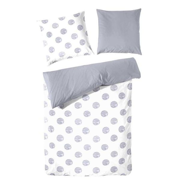 Biancheria Da Letto Reversibile Hahn Seersucker A Pois Bianco 135X200 Cm + 80X80 Cm-image