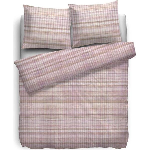 Hnl Biancheria Da Letto In Raso Cassel Rosa A Righe 135X200 Cm + 80X80 Cm-image