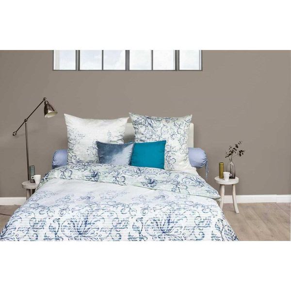 Heckett & Lane Mako Biancheria Da Letto In Raso Zico I Dimensioni 135X200 Cm I Colore Verde Menta Grigio Chiaro Motivo Floreale-image