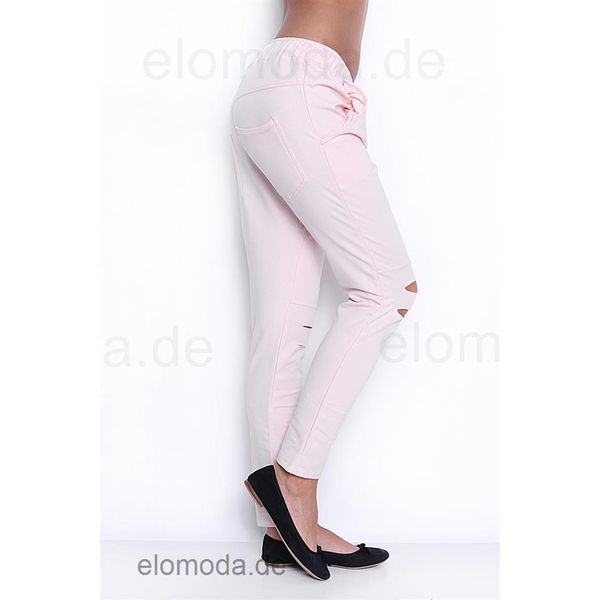 Pantaloni Casual Da Donna Con Tasche In Colori Di Tendenza, Rosa Cipria S/M 36/38-image