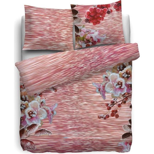 Hnl Biancheria Da Letto In Raso Roxy Motivo Floreale Rosa 135X200 Cm + 80X80 Cm-image