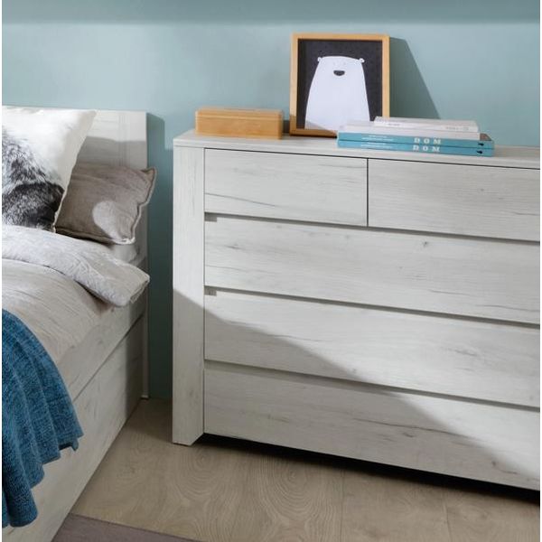 Cassettiera Larghezza 84 Cm Con Cassetti In Rovere Bianco-image