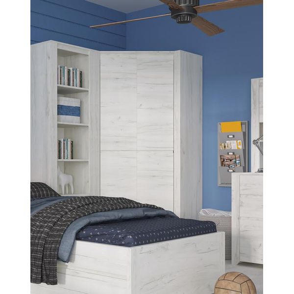 Armadio Angolare Youth In Rovere Bianco A 2 Ante 96X96Cm-image