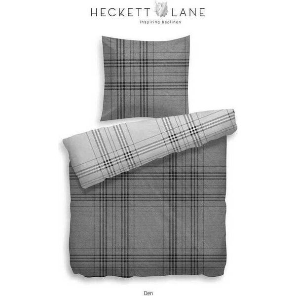 Hnl Biancheria Da Letto Reversibile In Cotone Twill Checked Den 135X200 Cm + 80X80 Cm Grigio-image