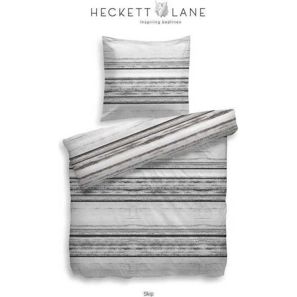 Hnl Biancheria Da Letto In Cotone Twill A Righe Skip 135X200 Cm + 80X80 Cm Marrone-image