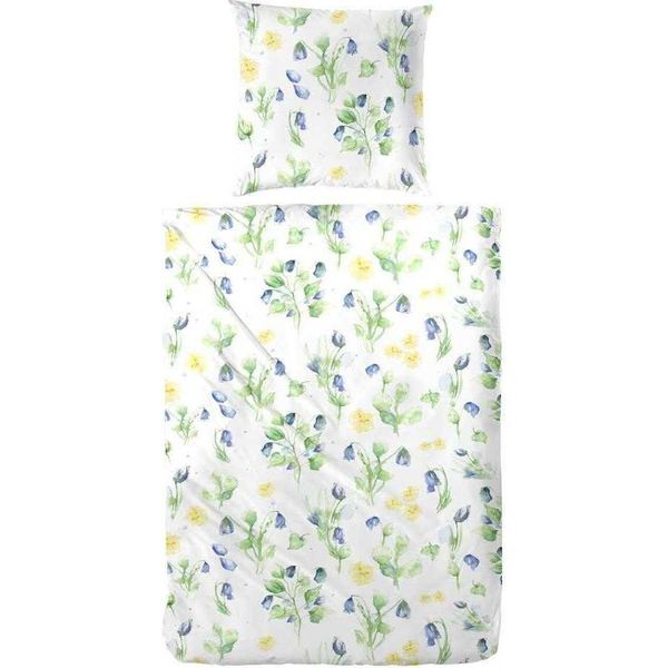 Biancheria Da Letto Hahn In Policotone Fiori Acquerello Blu 135X200 Cm + 80X80 Cm-image