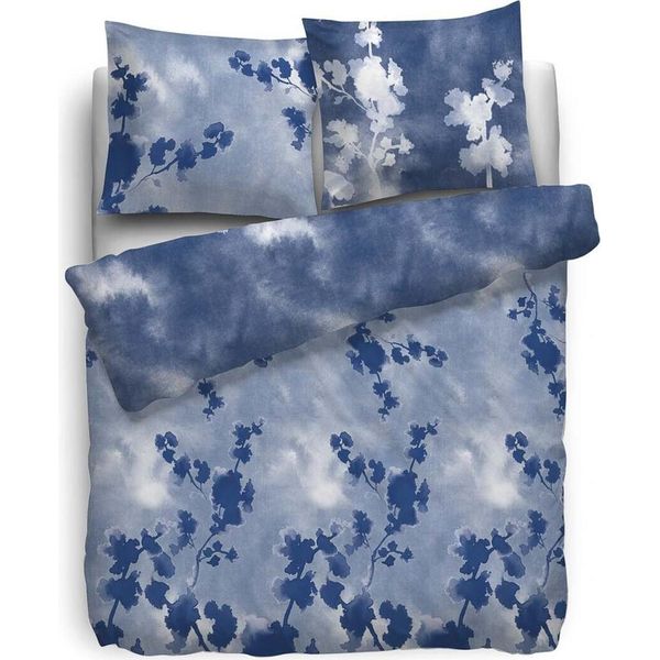 Hnl Biancheria Da Letto Twill Essex Flowers Blu 135X200 Cm + 80X80 Cm-image
