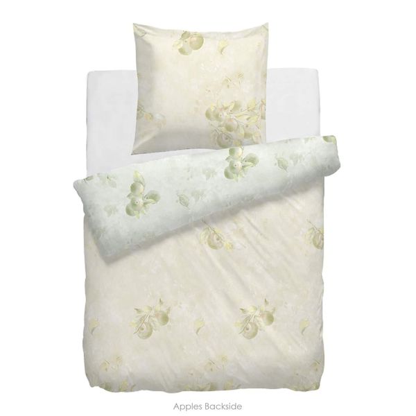 Heckett & Lane Maco Satin Biancheria Da Letto Reversibile Apples I Dimensioni 135X200 Cm I Colore Giallo Verde Fiori E Foglie-image